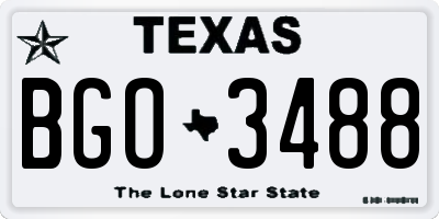 TX license plate BGO3488