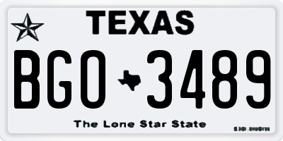 TX license plate BGO3489
