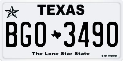 TX license plate BGO3490