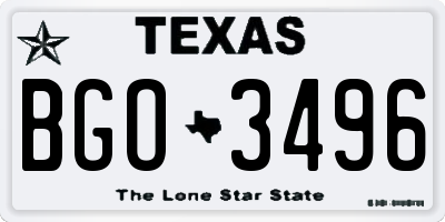 TX license plate BGO3496
