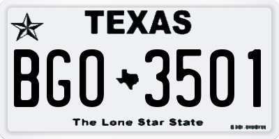 TX license plate BGO3501