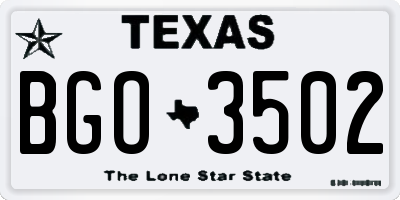 TX license plate BGO3502