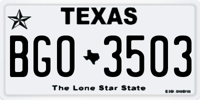 TX license plate BGO3503