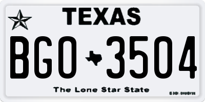 TX license plate BGO3504