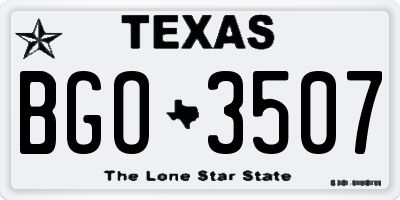 TX license plate BGO3507