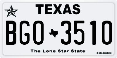 TX license plate BGO3510