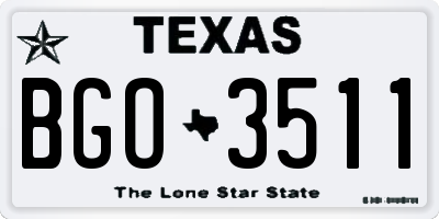 TX license plate BGO3511