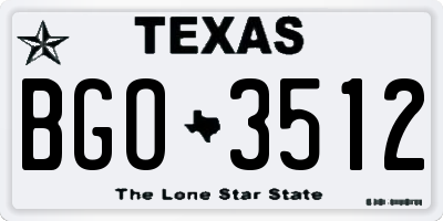 TX license plate BGO3512