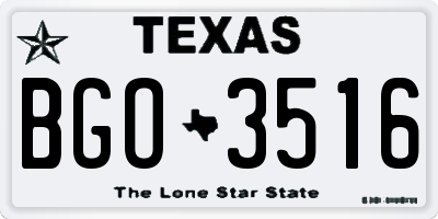 TX license plate BGO3516