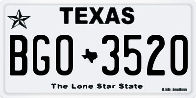 TX license plate BGO3520