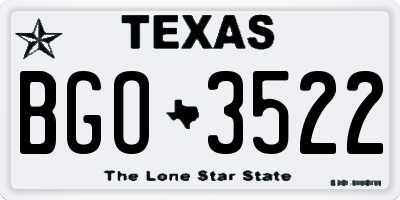 TX license plate BGO3522
