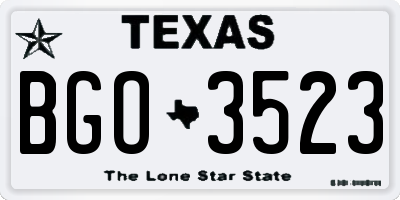 TX license plate BGO3523