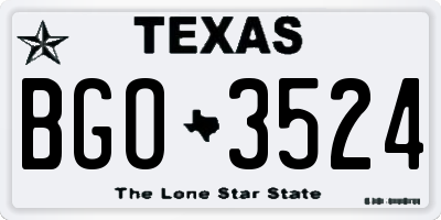 TX license plate BGO3524