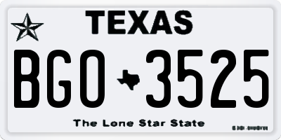 TX license plate BGO3525