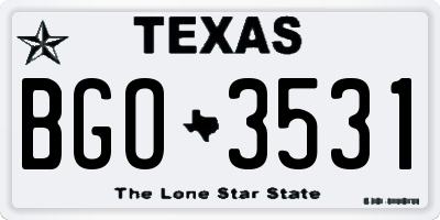 TX license plate BGO3531