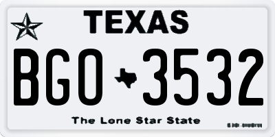 TX license plate BGO3532