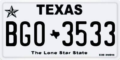 TX license plate BGO3533