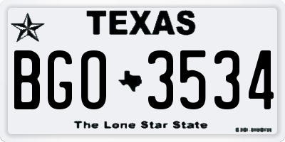 TX license plate BGO3534