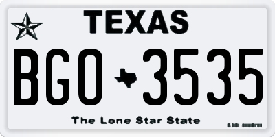 TX license plate BGO3535