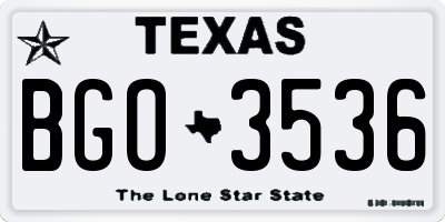 TX license plate BGO3536