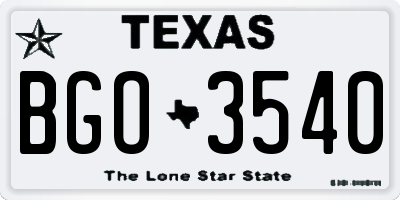 TX license plate BGO3540