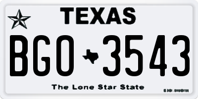 TX license plate BGO3543