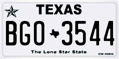 TX license plate BGO3544