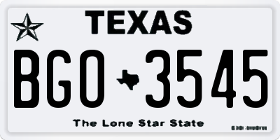 TX license plate BGO3545