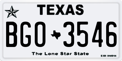 TX license plate BGO3546