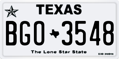 TX license plate BGO3548
