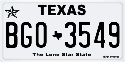 TX license plate BGO3549