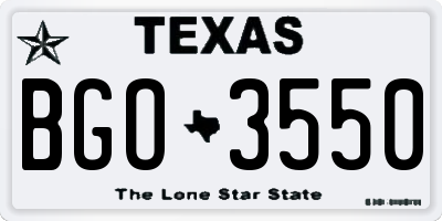 TX license plate BGO3550
