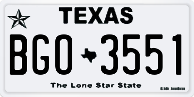 TX license plate BGO3551