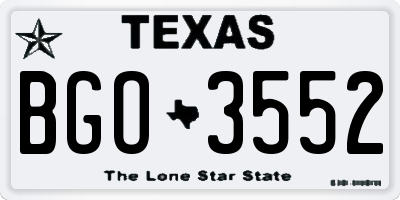 TX license plate BGO3552