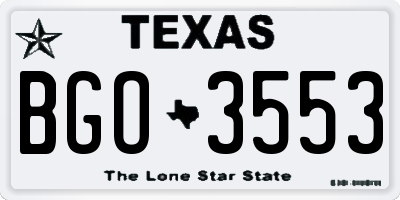 TX license plate BGO3553