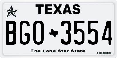 TX license plate BGO3554