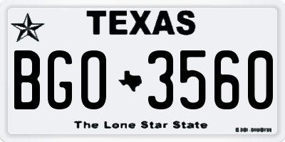 TX license plate BGO3560