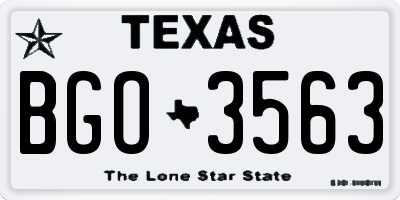 TX license plate BGO3563