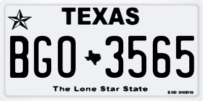 TX license plate BGO3565