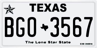 TX license plate BGO3567