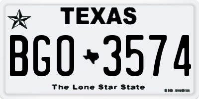TX license plate BGO3574