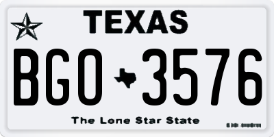 TX license plate BGO3576