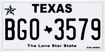 TX license plate BGO3579
