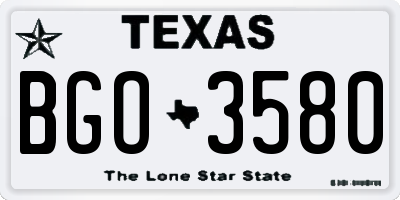 TX license plate BGO3580