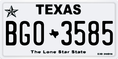 TX license plate BGO3585