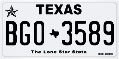 TX license plate BGO3589