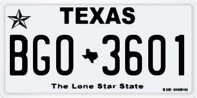 TX license plate BGO3601