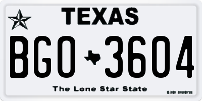 TX license plate BGO3604