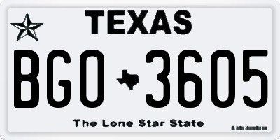 TX license plate BGO3605