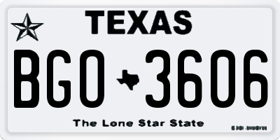TX license plate BGO3606